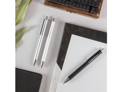 Kuličkové pero "Perlia", bílá, 0,5 mm, stiskací mechanismus, modrý inkoust, SCHNEIDER