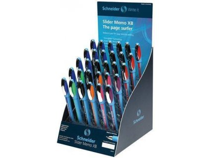 Kuličkové pero "Slider Memo", mix barev, 0,7mm, s uzávěrem, 30ks/displej, SCHNEIDER