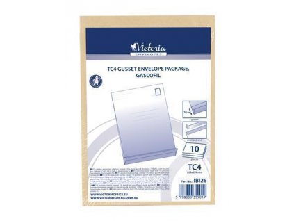 Obálka, TC4, hnědá, samolepicí, 50 mm silná, balení 10 ks, VICTORIA
