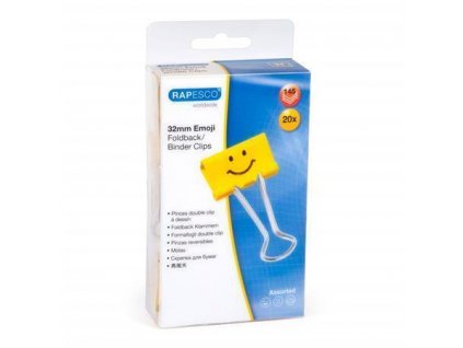 Klipy na dokumenty "Emoji", žlutá, 32 mm, RAPESCO