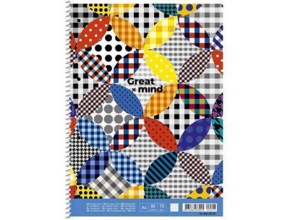 Spirálový sešit "Great Mind", mix motivů, linkovaný, A4+, 80 listů, SHKOLYARYK A4-080-6513L