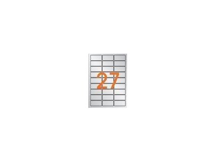 Etiketa, stříbrná, 63,5 x 29,6mm, zaoblené rohy, voděodolná, polyester, 540ks/bal., APLI