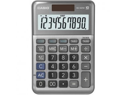 Kalkulačka "MS-100 FM", šedá, stolní, 10 číslic, CASIO