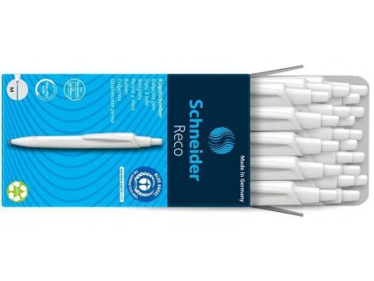 Kuličkové pero "Reco M", 0,5 mm, bílá, modrý ink., SCHNEIDER