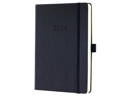 Diář "Conceptum", černá, A5, denní, 2024, tvrdé desky, SIGEL C2410