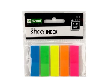 Samolepicí záložky, neonové, 45x12mm, 5x25ks, 30 sad