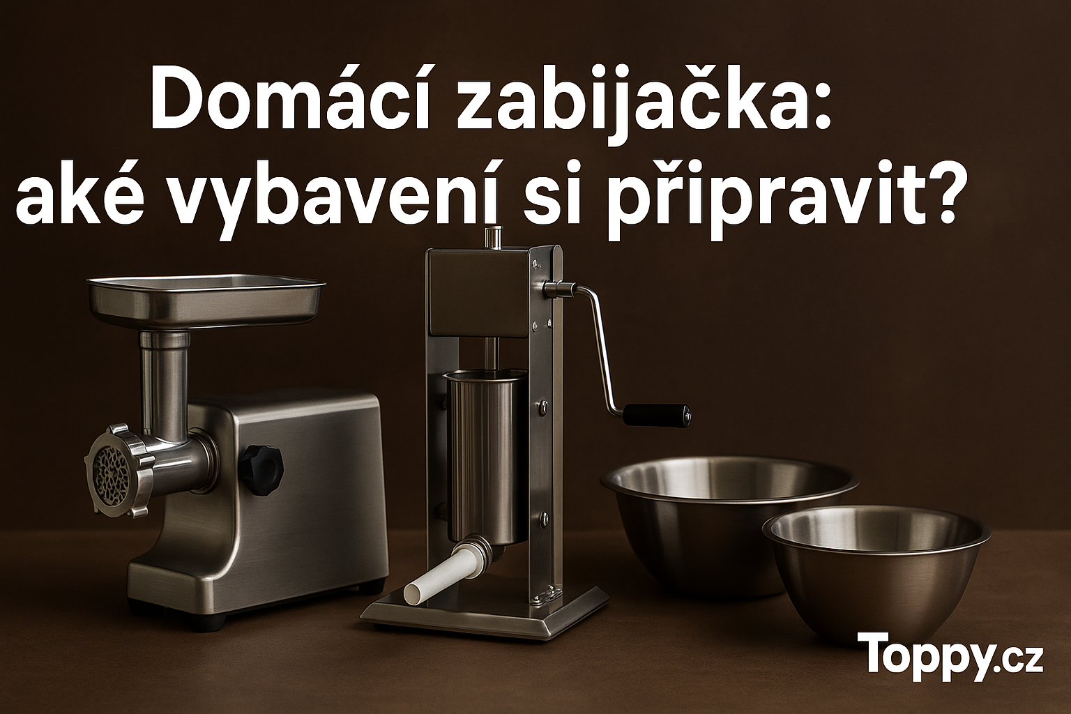Výbava pro domácí zabijačku – mlýnek, plnička, kotlík
