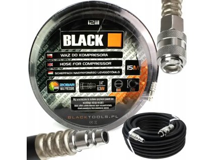BLACK pneumatikus gumitomlo 15m 20bar fem gyorscsatlakozoval 12111 7