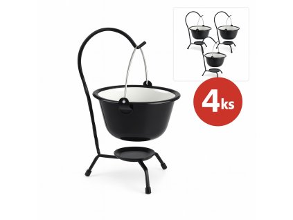 Servírovací malý kotlík smaltovaný 0,8L 4ks bílo/černý Perfect Home