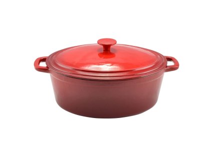 Litinový smaltovaný pekáč s poklicí 8,5l, 36cm červený Perfect Home