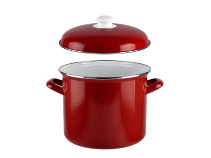 Smaltovaný hrnec s poklicí 2l, 16cm červený Perfect Home