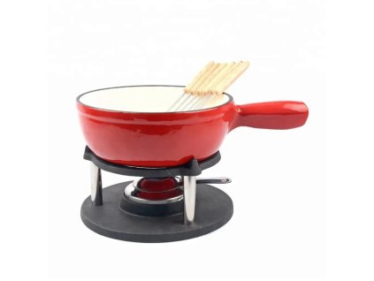 Sada na fondue smaltovaná litina 1,8 l červená Perfect Home