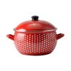 Smaltovaný hrnec s poklicí 6l, 24cm Perfect Home – červený puntíkovaný