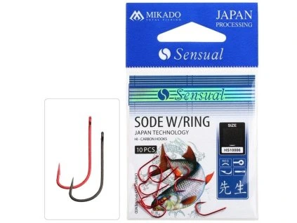 Mikado Háček Sensual Sode W/Ring Red 10 ks (Velikost háčků 8)