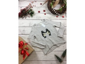 Šedý vánoční svetr s tučňáky Next