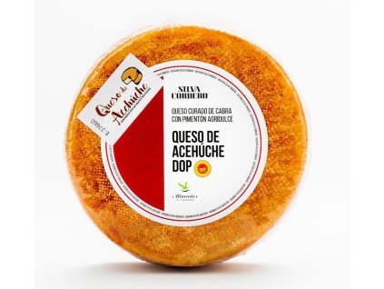 Queso curado de cabra con pimenton de la Vera con logo