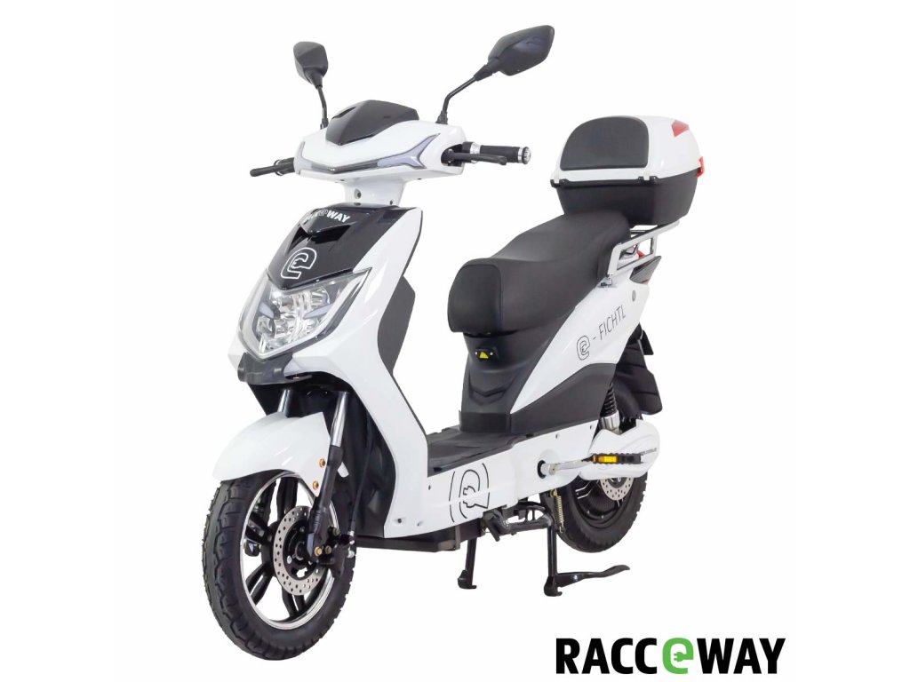 Elektroskútr RACCEWAY® E-FICHTL®, bílý-lesklý s baterií 12Ah