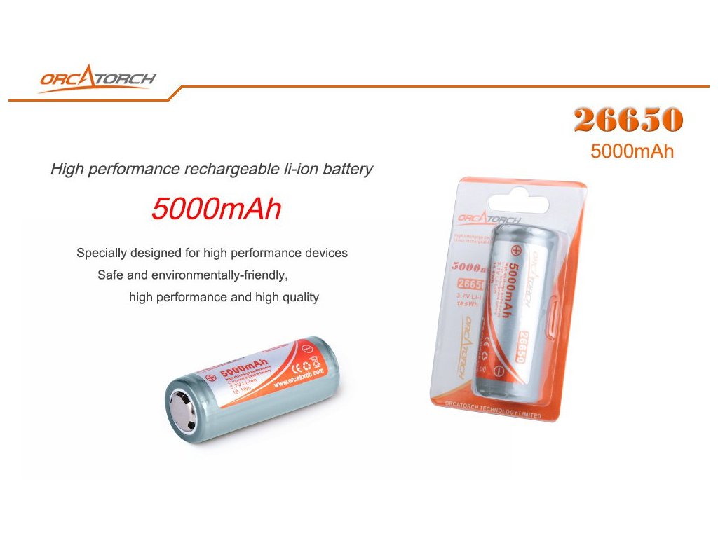 Baterie Orcatorch 26650 5000 mAh