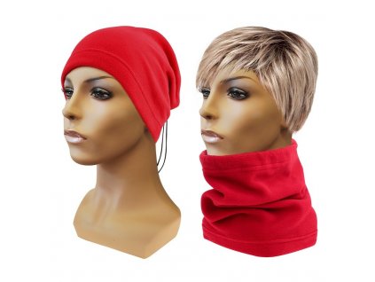 Multifunkční šátek 2v1 Fleece červený