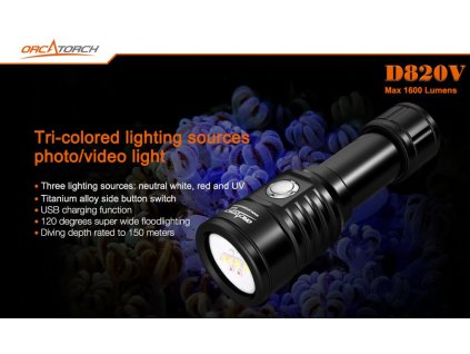 Video Svítilna Orcatorch LED D820V