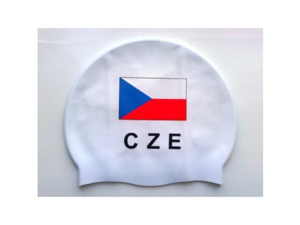 Plavecká čepice Topswim s vlajkou ČR white