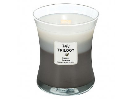 Svíčka Trilogy WoodWick hřejivé dřevo, 275 g