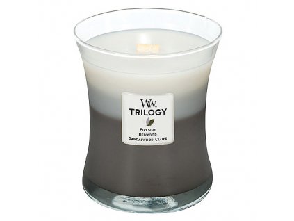 Svíčka Trilogy WoodWick hřejivé dřevo 275 g