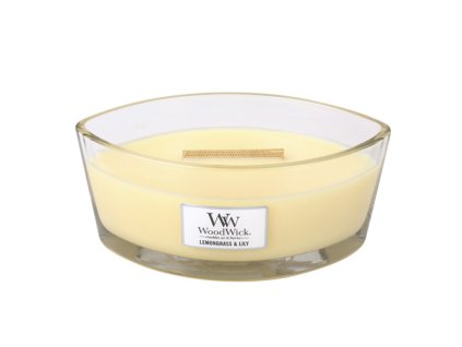Svíčka WoodWick Citronová tráva a lilie / Lemongrass, 453.6 g