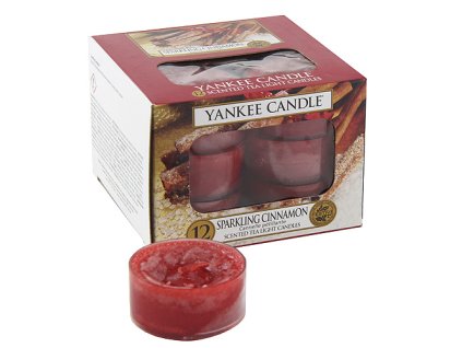Yankee Candle čajové svíčky Jiskřivá skořice 12 x 9,8 g