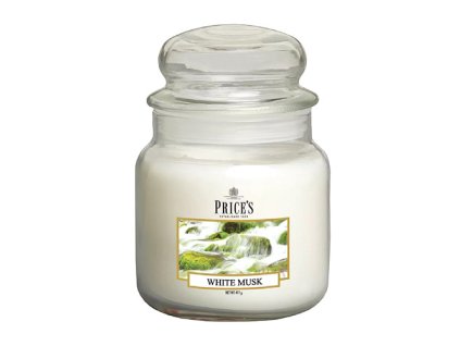 Svíčka ve skleněné dóze Price´s Candles Bílé pižmo 411 g