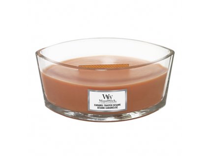Svíčka dekorativní váza WoodWick Sezamové sušenky s karamelem, 453.6 g