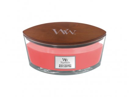 Svíčka dekorativní váza WoodWick Melon & Pink Quartz, 453.6 g