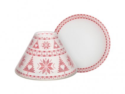 Yankee Candle stínítko a talíř Red Nordic Frosted Glass velký