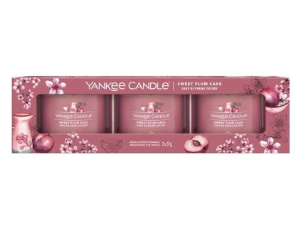 Yankee Candle votivní svíčky ve skle 3 x 37 g Sweet plum sake