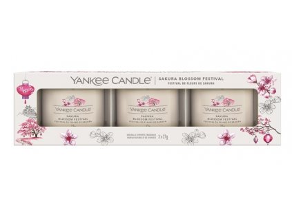 Yankee Candle votivní svíčky ve skle 3 x 37 g Sakura blossom festival