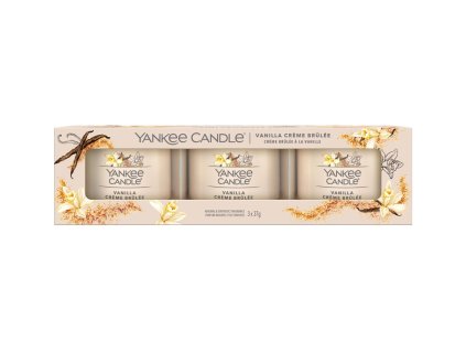 Yankee Candle votivní svíčky ve skle 3 x 37 g Vanilla Creme brulee