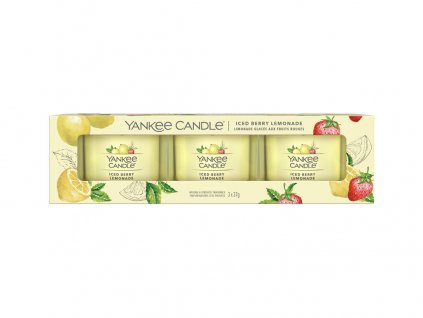 Yankee Candle votivní svíčky ve skle 3 x 37 g Iced berry lemonade