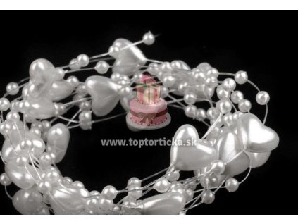 Srdiečka a perličky na silikónovej niti, priemer 8mm dĺžka 3m