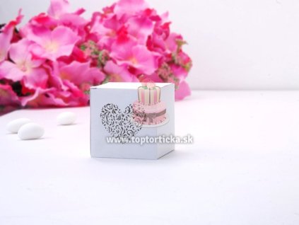 Mini krabička biela s ornamentovým srdiečkom, 10ks