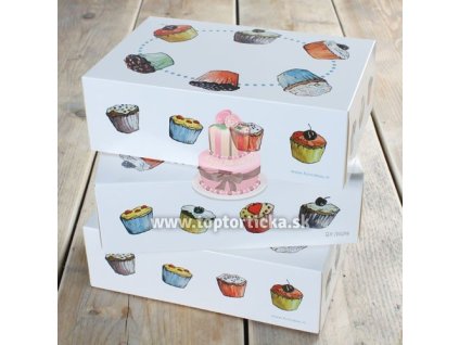 Krabica na cupcakes 24x16x8cm, potlač DESIGN CUPCAKES, 3ks v balení