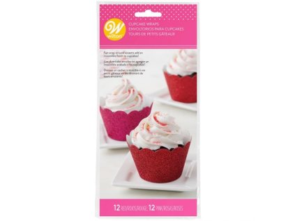 Wilton glitrové krajky na cupcakes 24ks - Ružové a červené