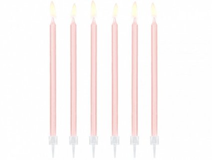 PD veľké sviečky so stojančekmi 12ks - ružové