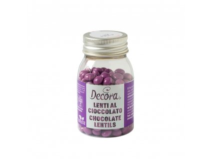 Decora čokoládové mini lentilky 80g - tmavé fialové