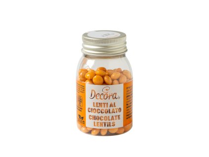 Decora čokoládové mini lentilky 80g - oranžové