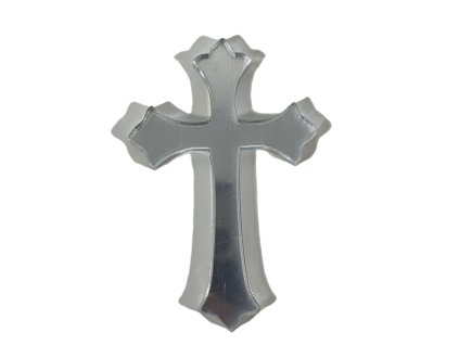Akrylový Krížik ornament strieborný 6cm
