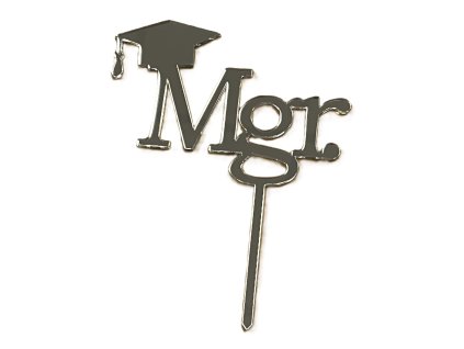 Akrylový zápich strieborný Mgr + čiapka