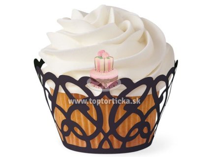 Wilton krajky na muffiny 18ks - Black swirls