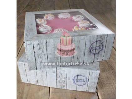 Krabica na tortu 26x26cm, potlač HOME MADE, 2ks v balení