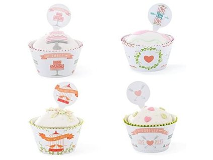 Set na cupcakes: krajky a ozdoby Love 24ks