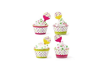 Set na cupcakes: krajky a ozdoby Dots 24ks